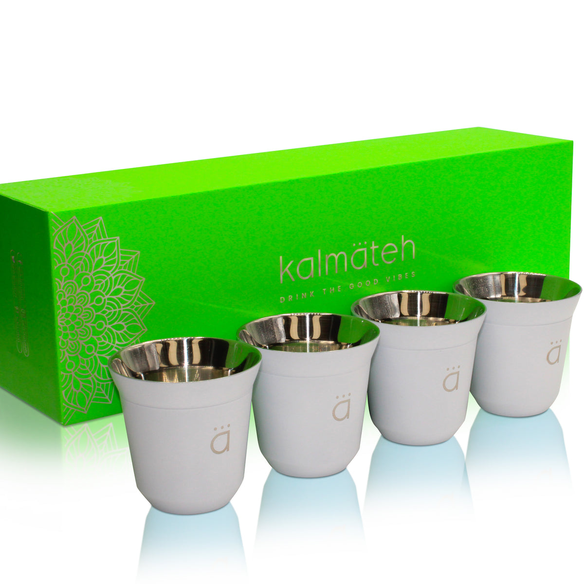 Kalmateh Espresso Coffee Stainless Steel Cups- Set of 4- 80ml