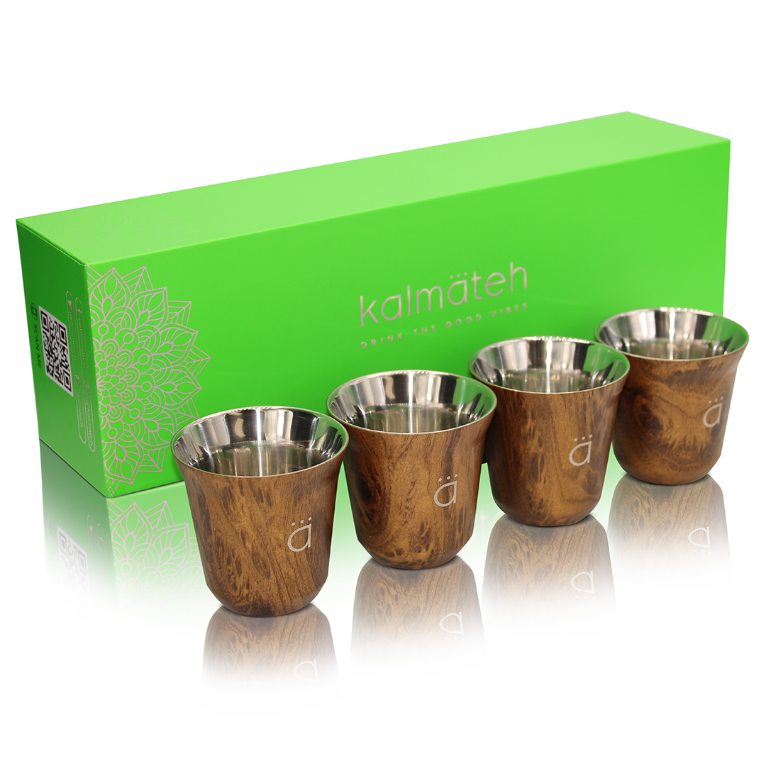 Kalmateh Espresso Coffee Stainless Steel Cups- Set of 4- 80ml