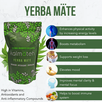 Organic Yerba Mate by Kalmateh - 10 lb. Traditional Unsmoked (10 Packs) 20% OFF