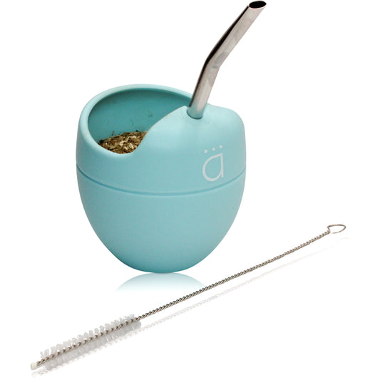 Pastel Blue Silicone Yerba Mate Gourd 5oz with Bombilla