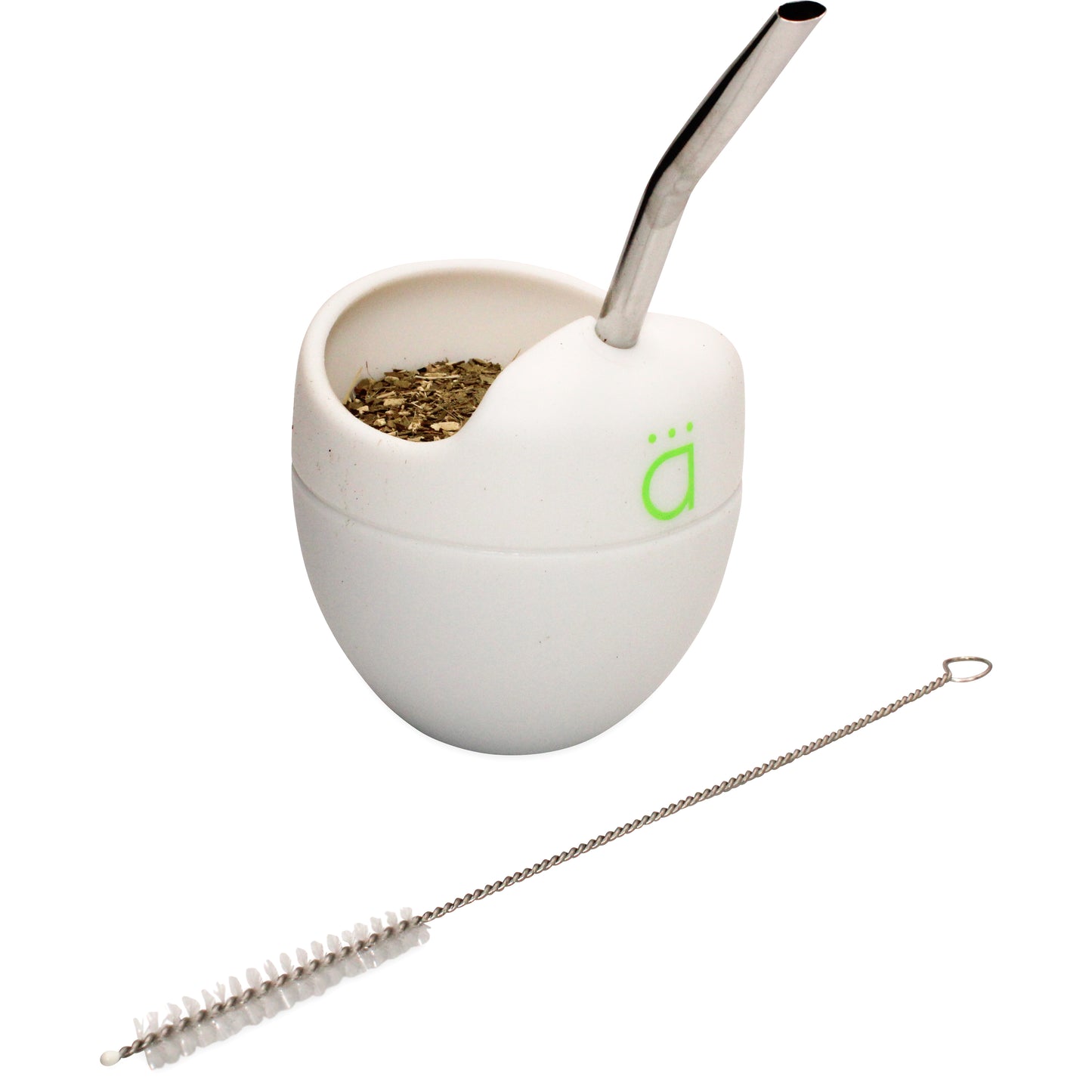 White Silicone Yerba Mate Gourd 5oz with Bombilla