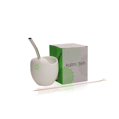 White Silicone Yerba Mate Gourd 5oz with Bombilla