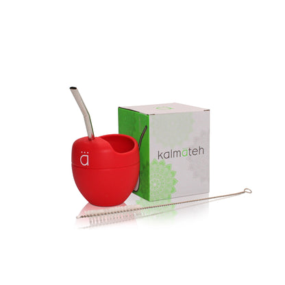 Red Silicone Yerba Mate Gourd 5oz with Bombilla