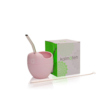 Pastel Pink Silicone Yerba Mate Gourd 5oz with Bombilla