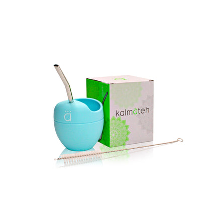 Pastel Blue Silicone Yerba Mate Gourd 5oz with Bombilla