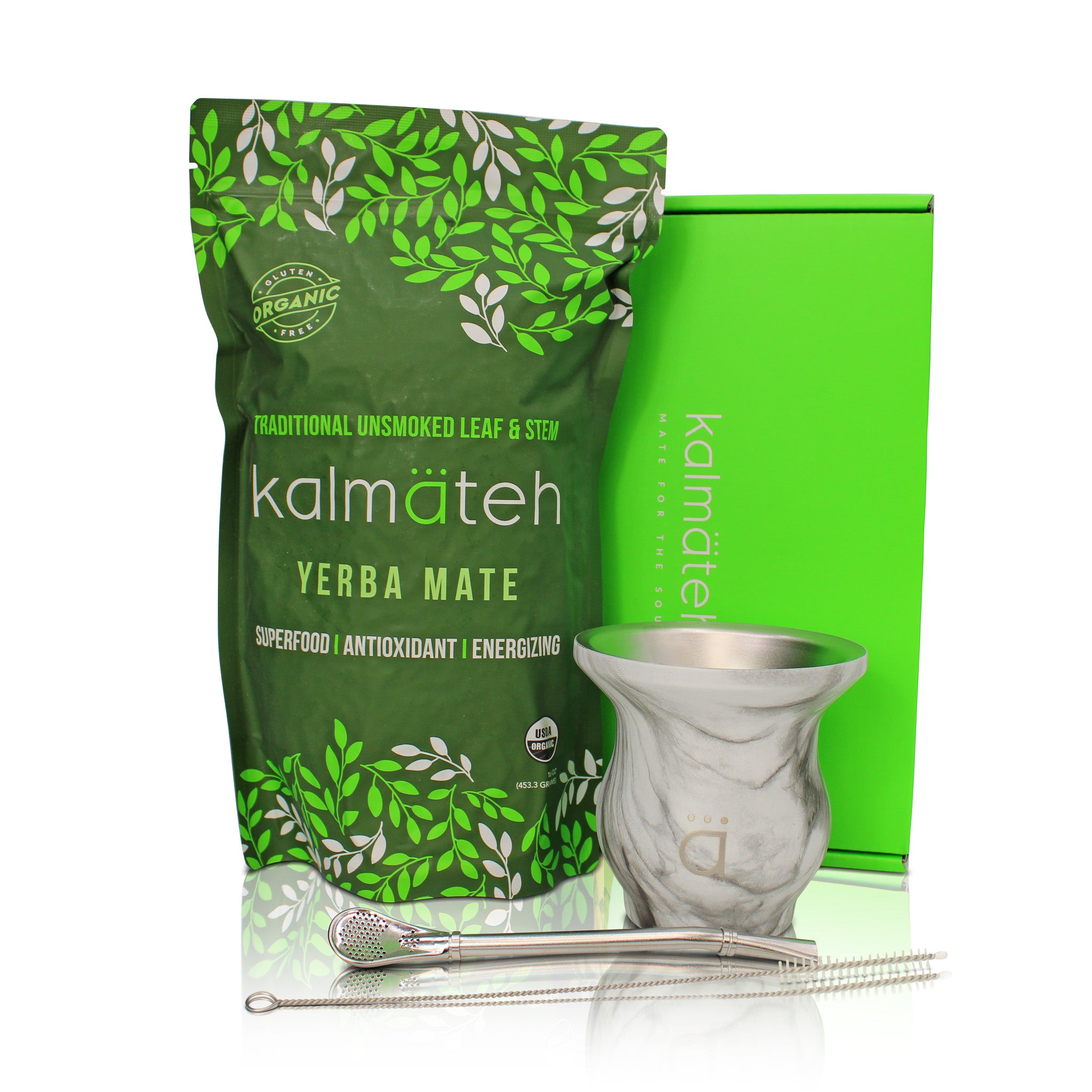 Juego de iniciación para yerba mate elegante de mármol
