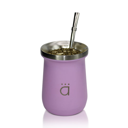 Pastel Pink Modern Yerba Mate Gourd 10oz with Bombilla