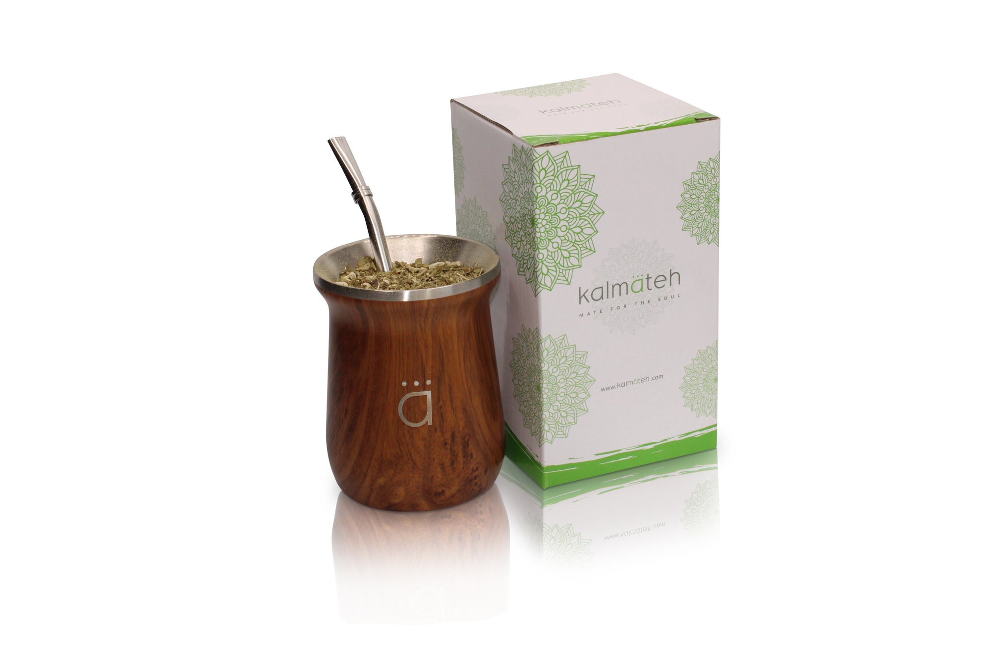 Wood Modern Yerba Mate Gourd 10oz with Bombilla