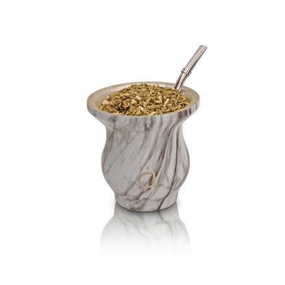 Marble Elegant Yerba Mate Gourd 9oz with Bombilla