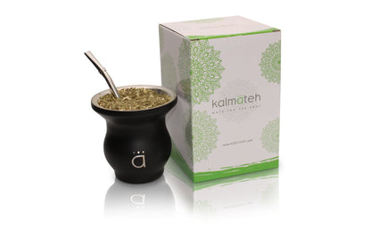 Matte Black Elegant Yerba Mate Gourd 9oz with Bombilla