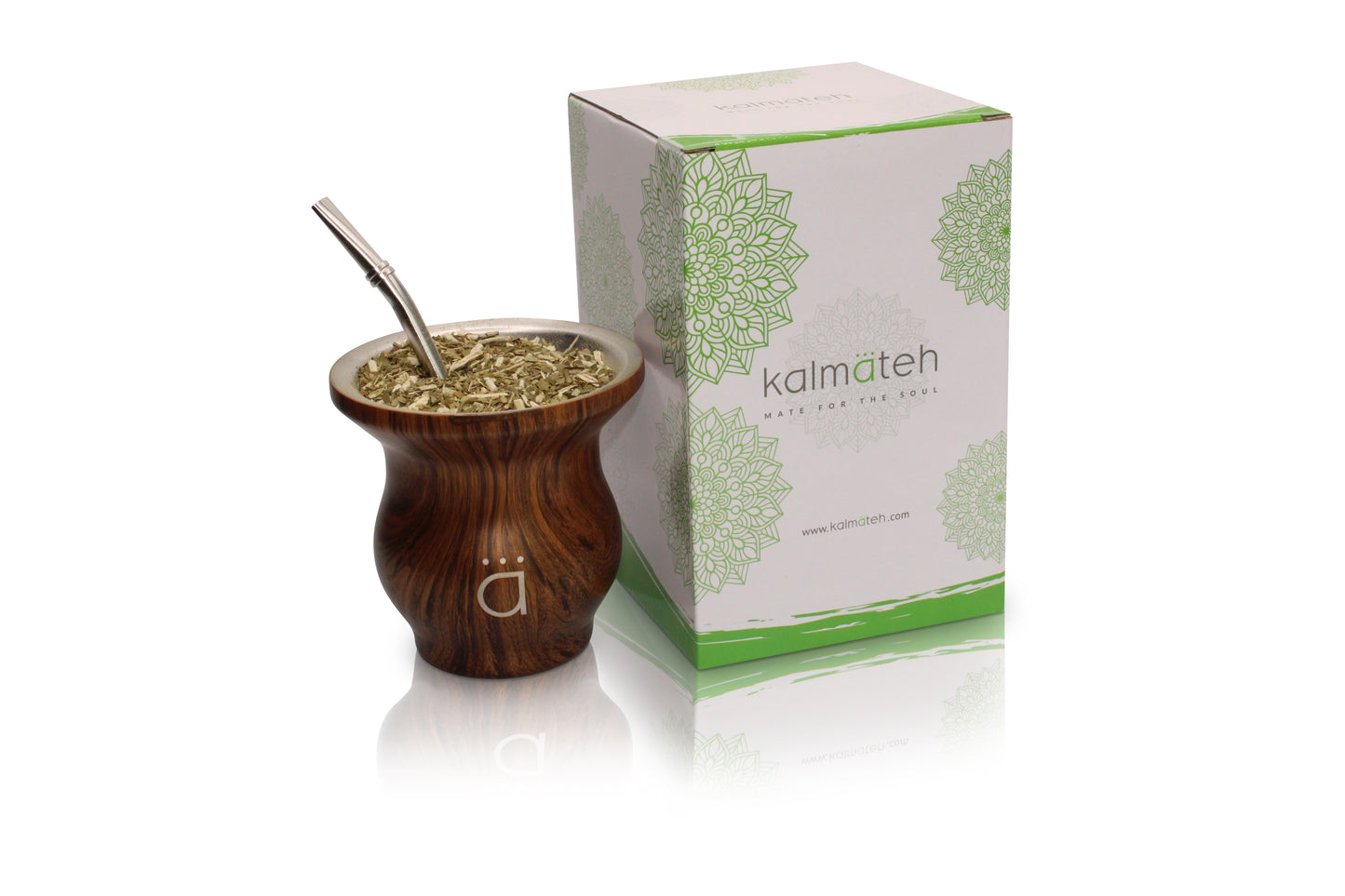 Wood Elegant Yerba Mate Gpurd 9oz with Bombilla