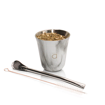 Marble Petite Yerba Mate Gourd 5oz with Bombilla