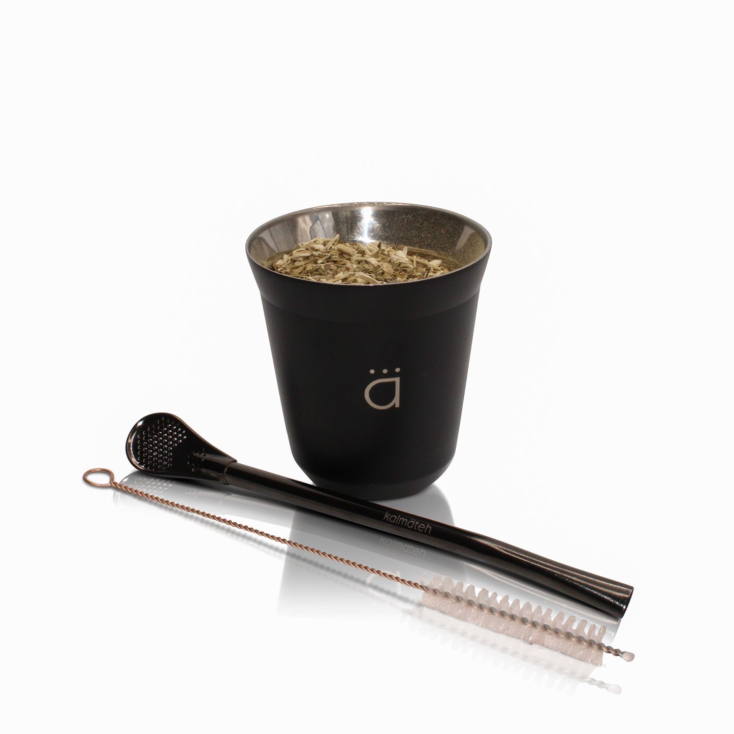 Matte Black Petite Yerba Mate Gourd 5oz with Bombilla