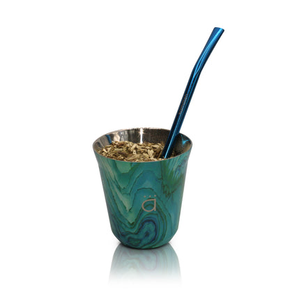 Turquoise Petite Yerba Mate Gourd 5oz with Bombilla