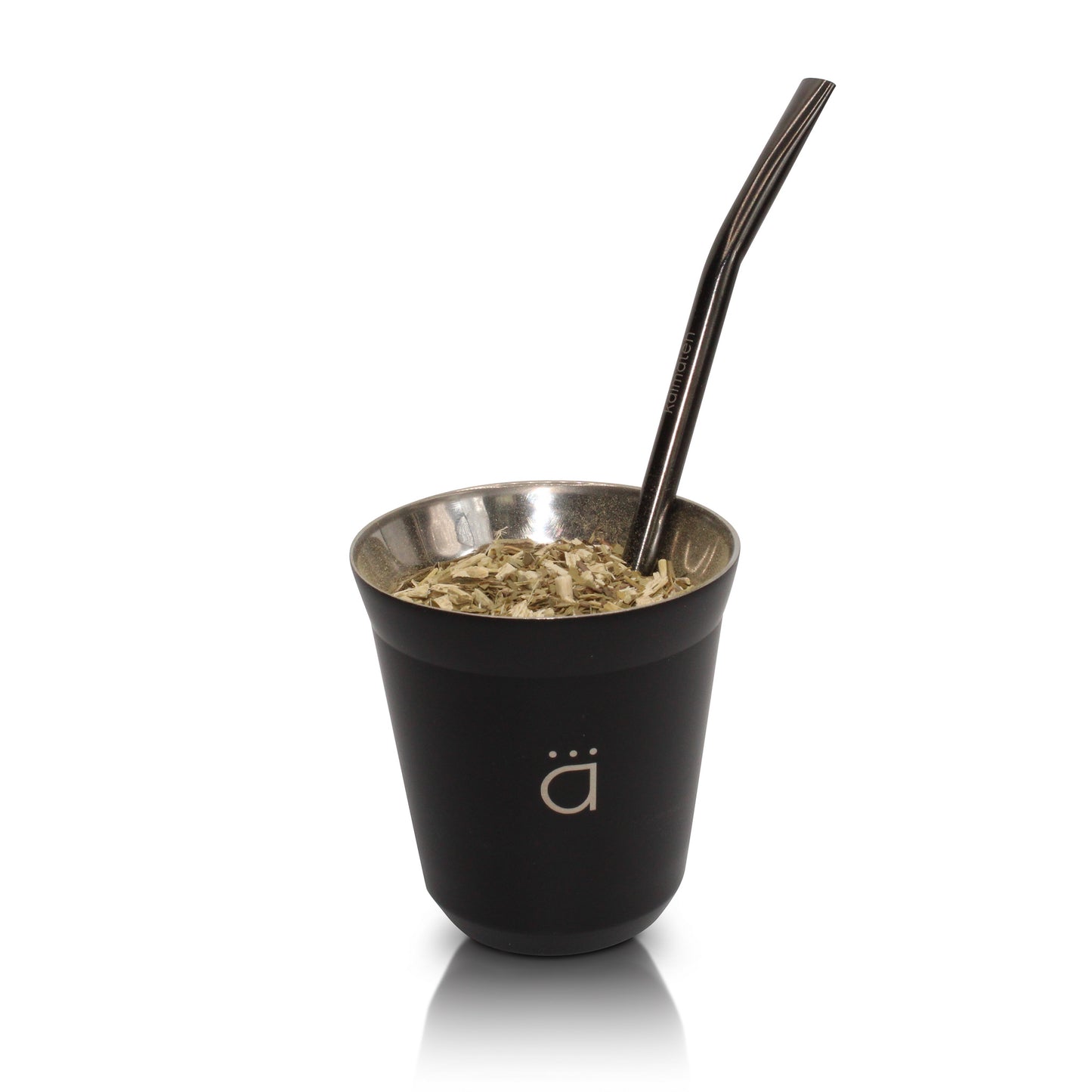 Matte Black Petite Yerba Mate Gourd 5oz with Bombilla