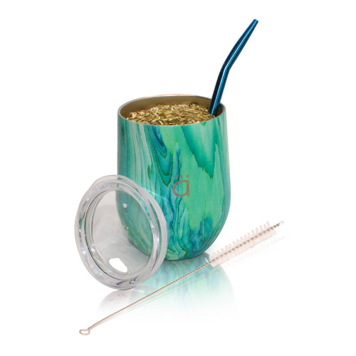 Turquoise XL Yerba Mate Gourd 12oz with Bombilla