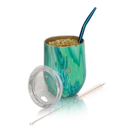 Turquoise XL Yerba Mate Gourd 12oz with Bombilla