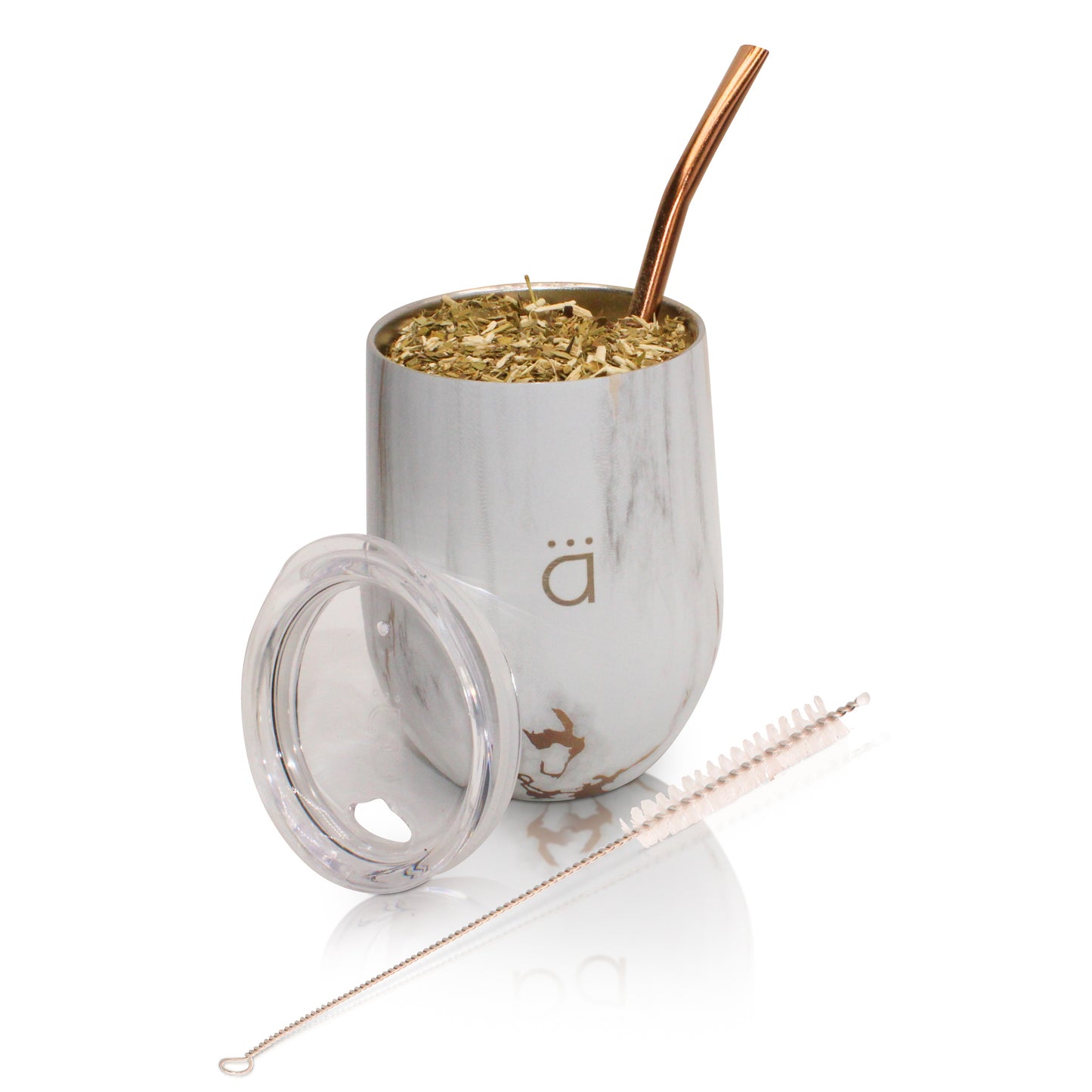 Gold Marble XL Yerba Mate Gourd 12oz with Bombilla