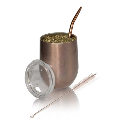 Rose Gold XL Yerba Mate Gourd 12oz with Bombilla