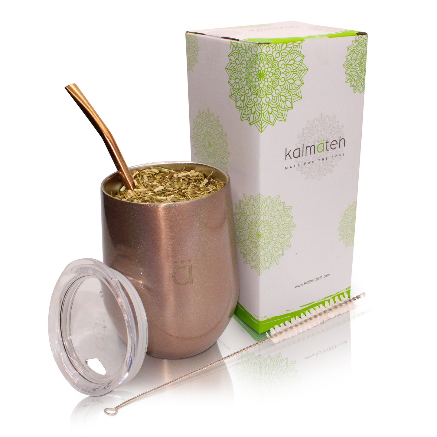 Rose Gold XL Yerba Mate Gourd 12oz with Bombilla