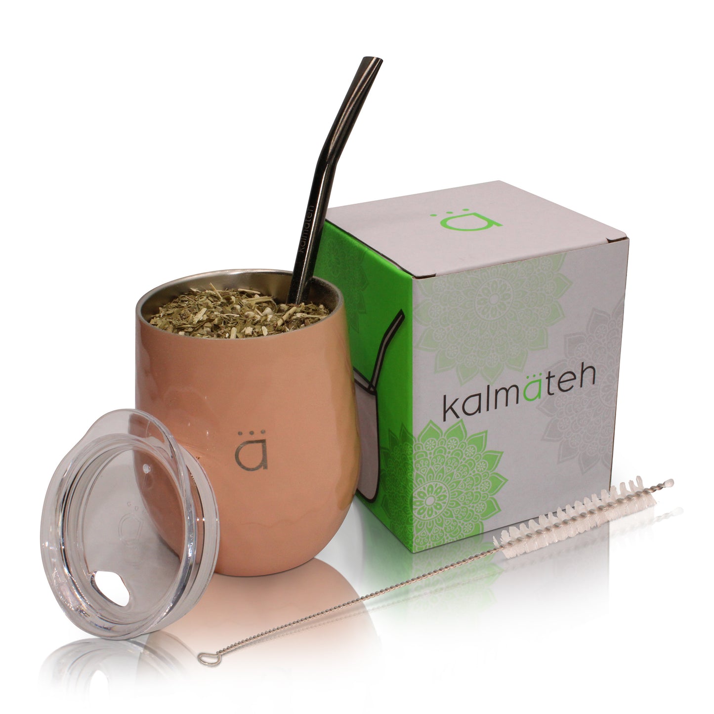 Peach Classic Yerba Mate Gourd 8oz with Bombilla