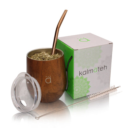 Wood Classic Yerba Mate Gourd 8oz with Bombilla