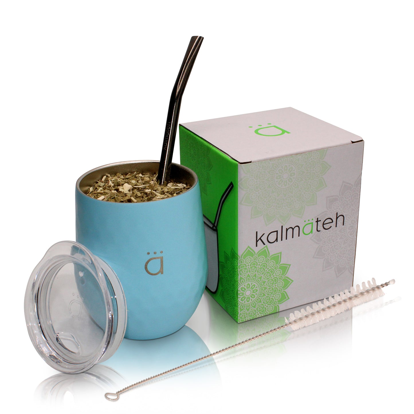 Pastel Blue Classic Yerba Mate Gourd 8oz with Bombilla