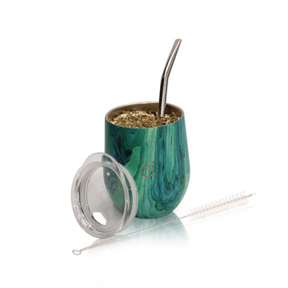 Turquoise Classic Yerba Mate Gourd 8oz with Bombilla