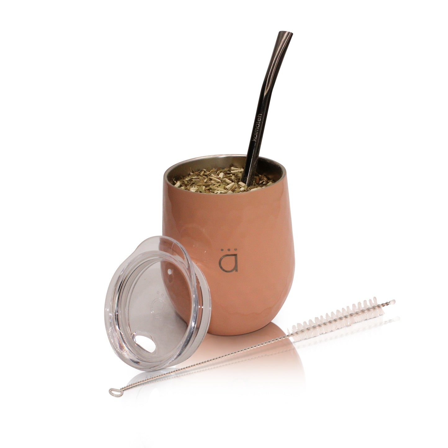 Peach Classic Yerba Mate Gourd 8oz with Bombilla