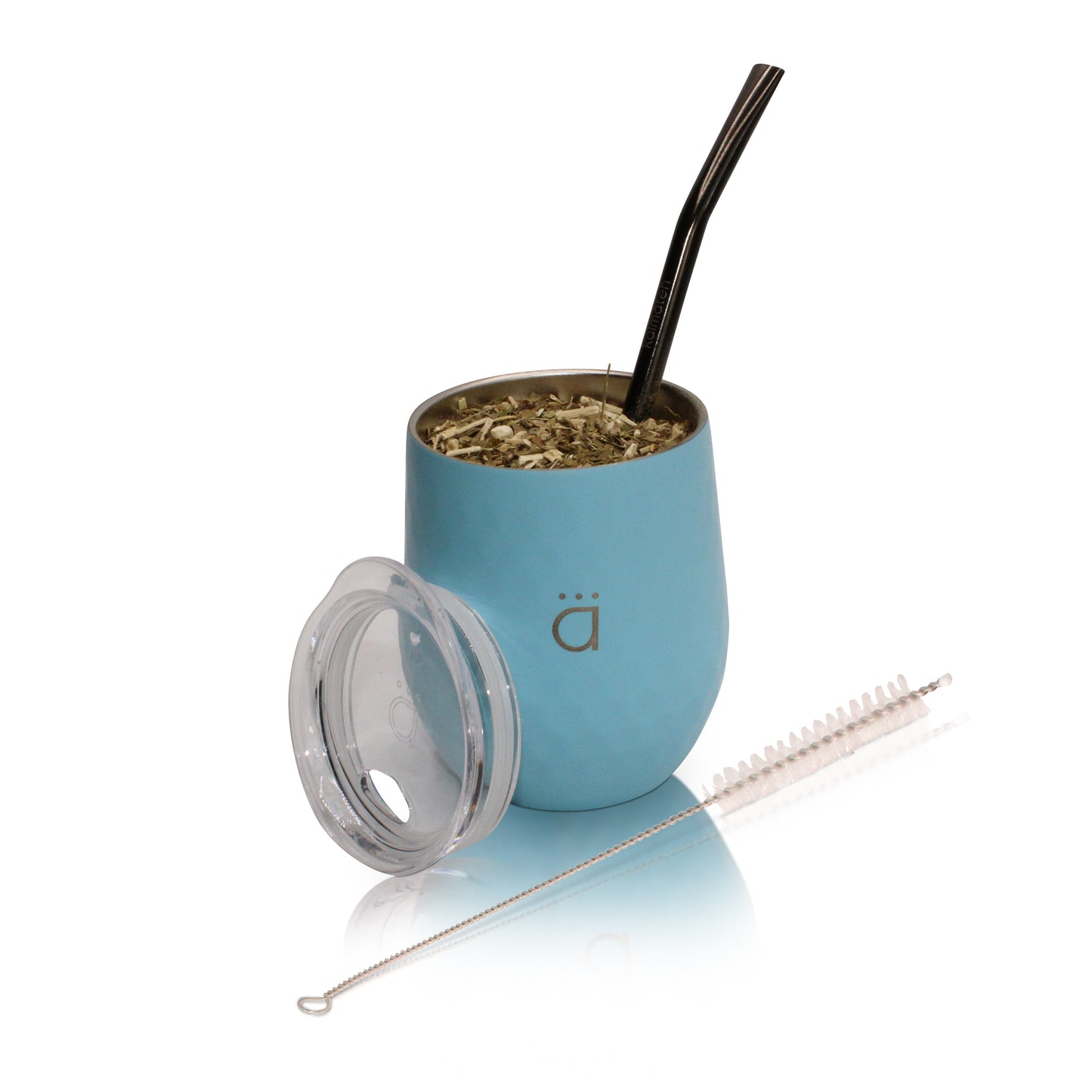 Pastel Blue Classic Yerba Mate Gourd 8oz with Bombilla