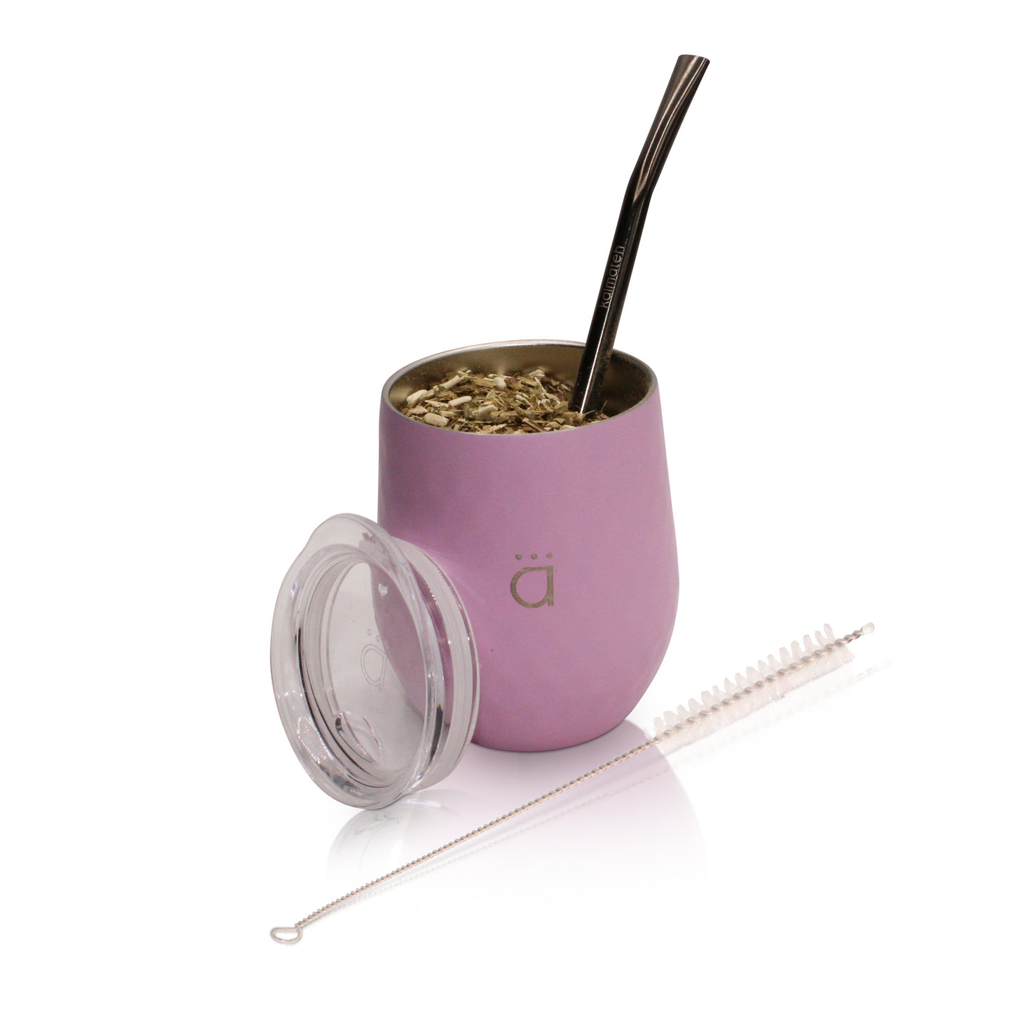 Pastel Pink Classic Yerba Mate Gourd 8oz with Bombilla