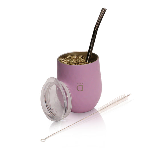 Pastel Pink Yerba Mate Gourd 8oz with Bombilla