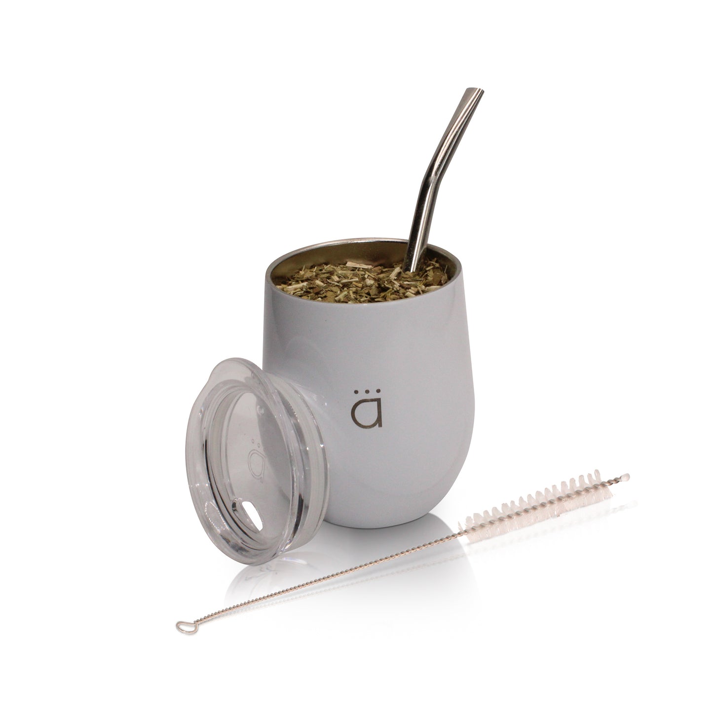 White Classic Yerba Mate Gourd 8oz with Bombilla