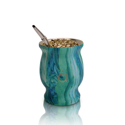 Turquoise Traditional Yerba Mate Gourd 8,6oz with Bombilla