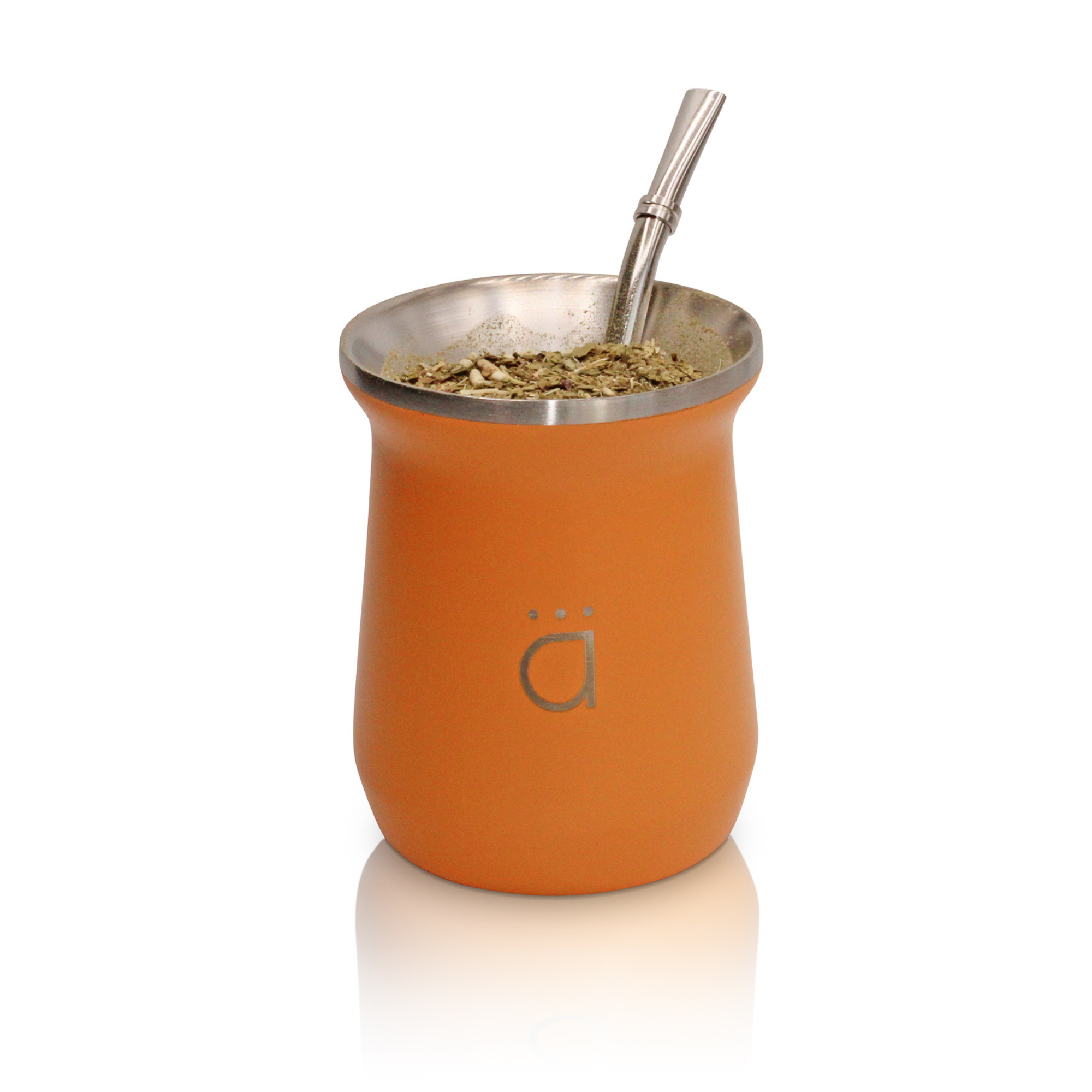 Orange Modern Yerba Mate Gourd 10oz with Bombilla