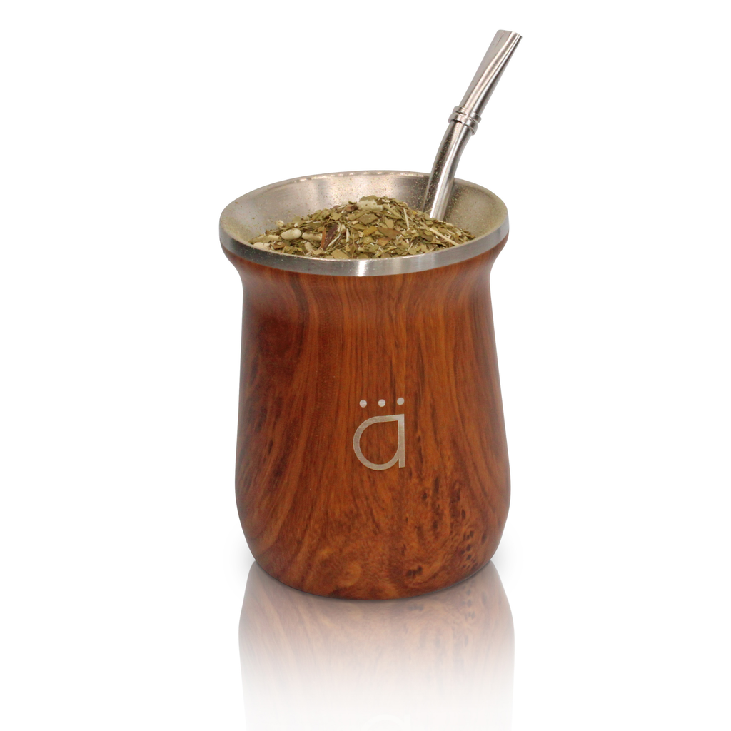 Wood Modern Yerba Mate Gourd 10oz with Bombilla