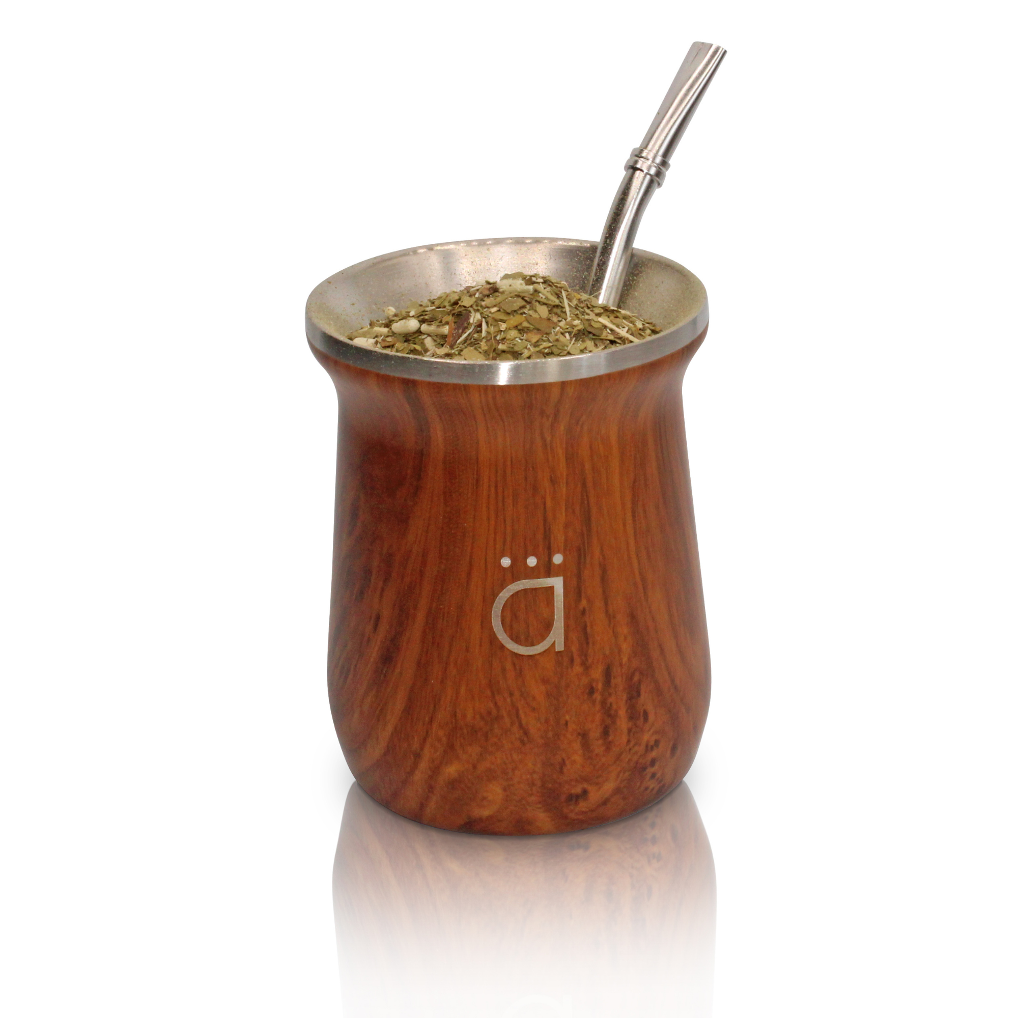 Wood Modern Yerba Mate Gourd 10oz with Bombilla