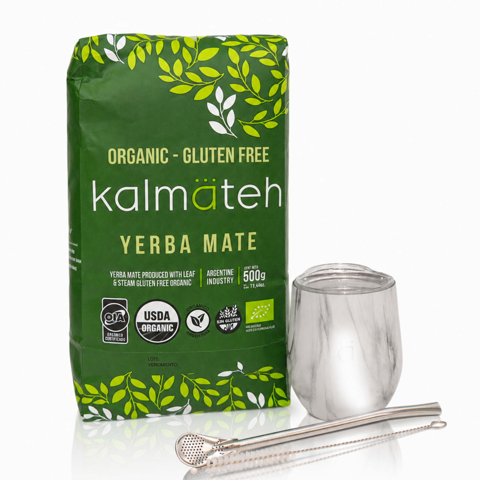 Juego de iniciación para yerba mate clásico de mármol