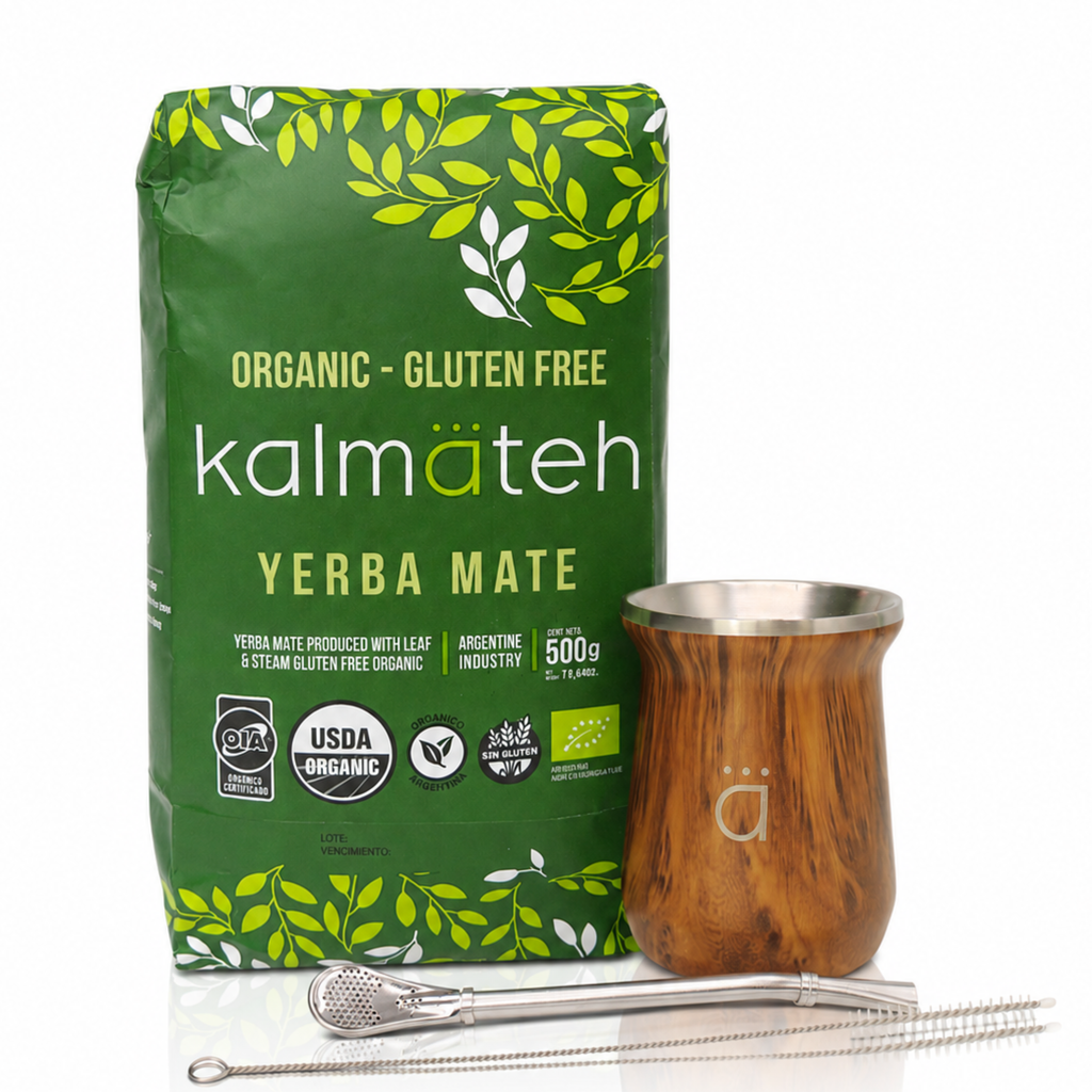 Juego de iniciación para yerba mate moderno de madera