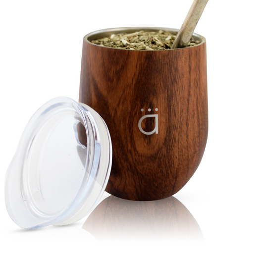 Wood Yerba Mate Gourd 8oz with Bombilla