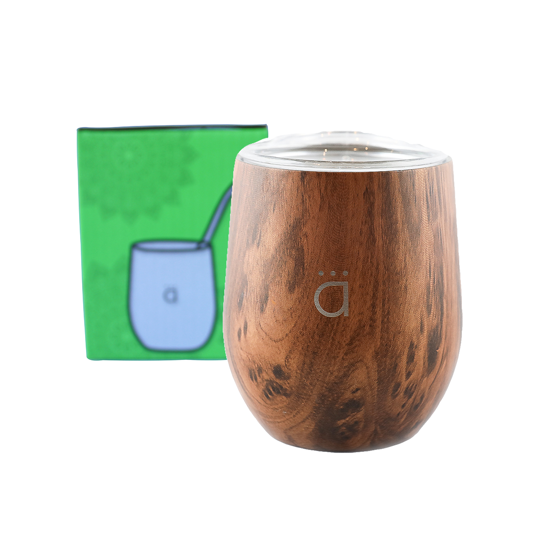 Wood Yerba Mate Gourd 8oz with Bombilla