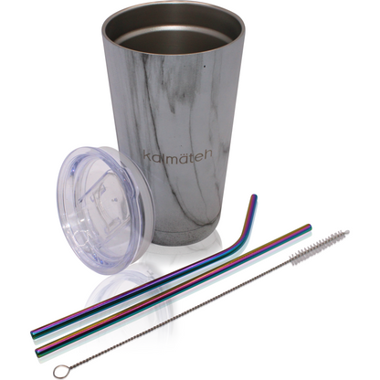 Marble Travel Tumbler (with 2 Straws)