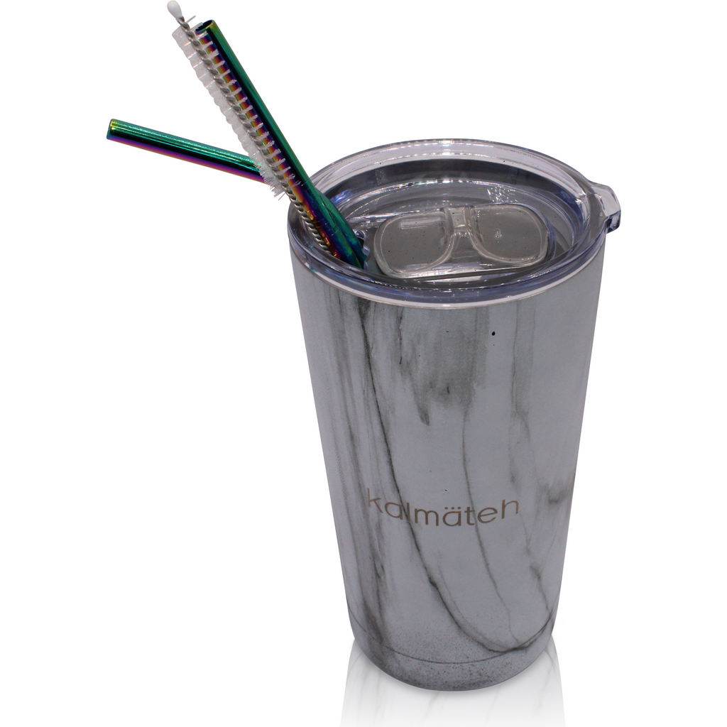 Marble Travel Tumbler (with 2 Straws)