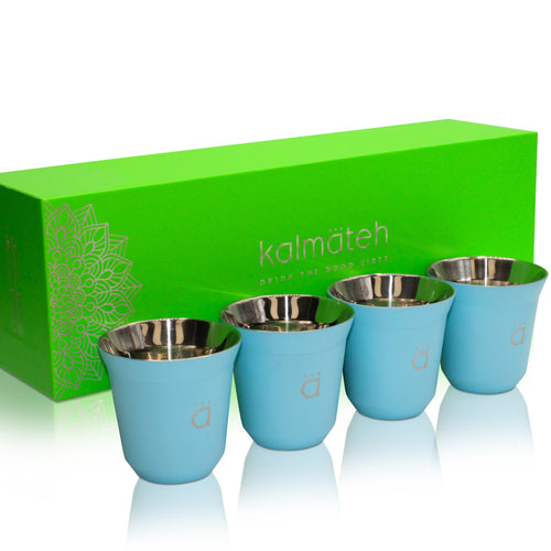 Sky Blue Espresso Coffee Cups (Set of 4)- 2.7oz