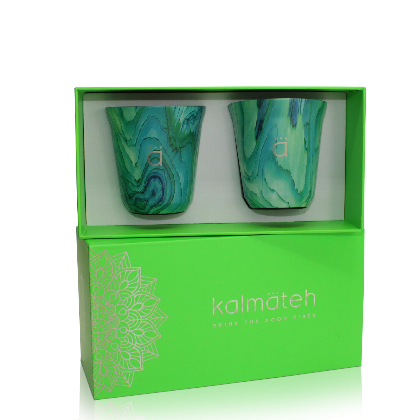 Turquoise Coffee Cups- Set of 2 (5 oz)