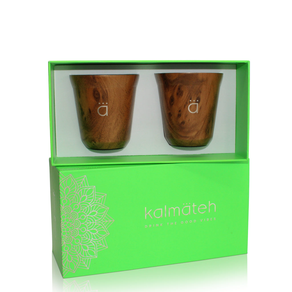 Wood Coffee Cups- Set of 2 (5 oz)