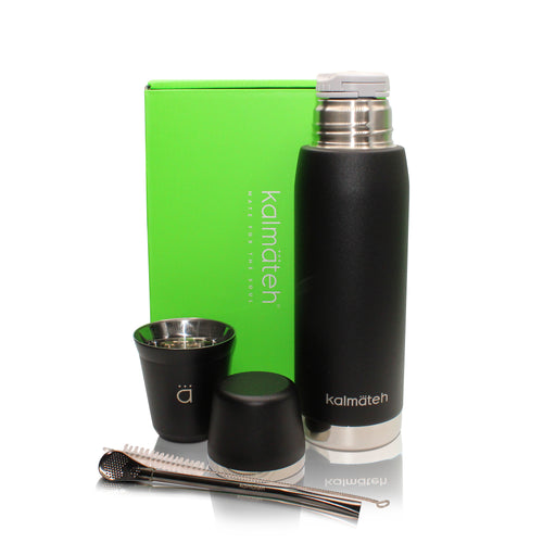 Matte Black Petite Gourd and Sport Thermos Set