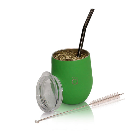 Neon Green Classic Yerba Mate Gourd 8oz with Bombilla