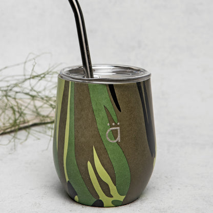 Camo Green Classic Yerba Mate Gourd 8oz with Bombilla