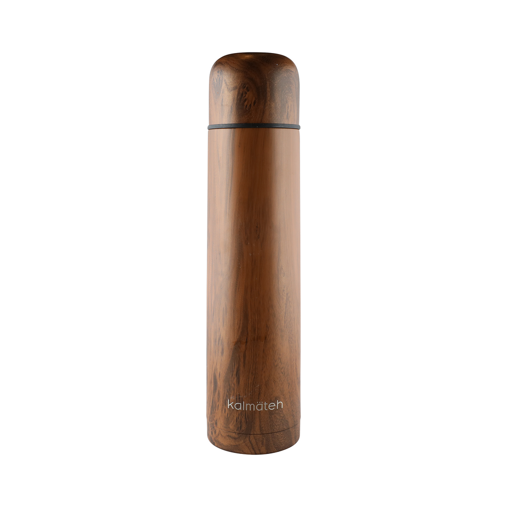  KALMATEH Modern & Elegant Yerba Mate Thermos- Vacuum Insulated  and Double Walled 18/8 Stainless Steel- BPA Free - Thermos Designed for Use  With Mate Cup or Mate Gourd (Wood, 1000ml): Home